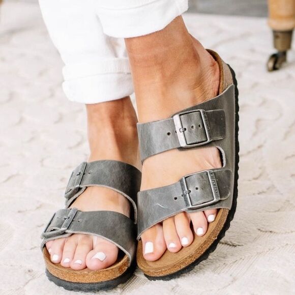 BIRKENSTOCK ARIZONA IRON Soft Footbed Waxy Leather Regular Fit - Picture 16 of 16